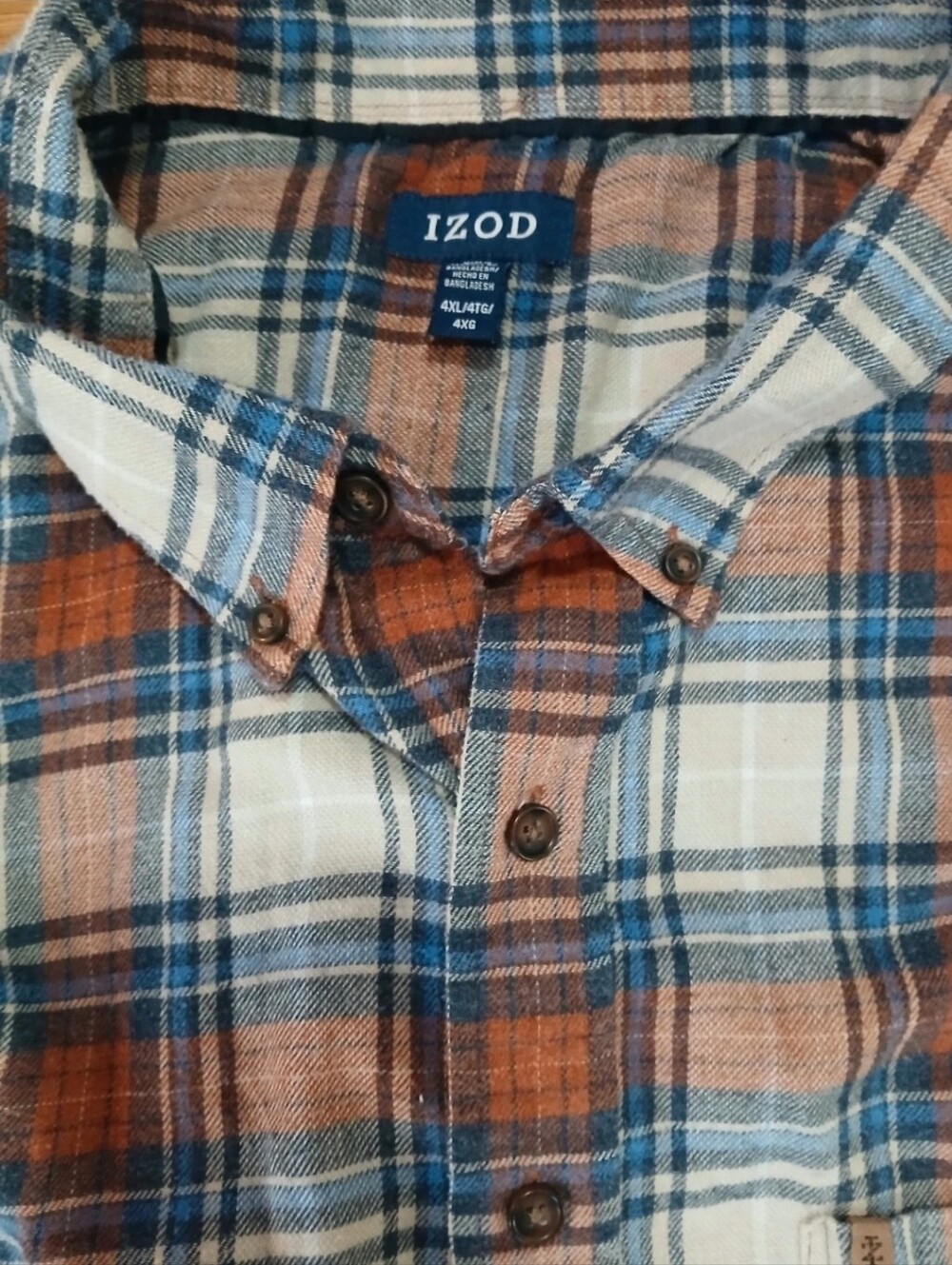 4xl IZOD Men’s Orange and Blue Plaid Button-Down Shirt
